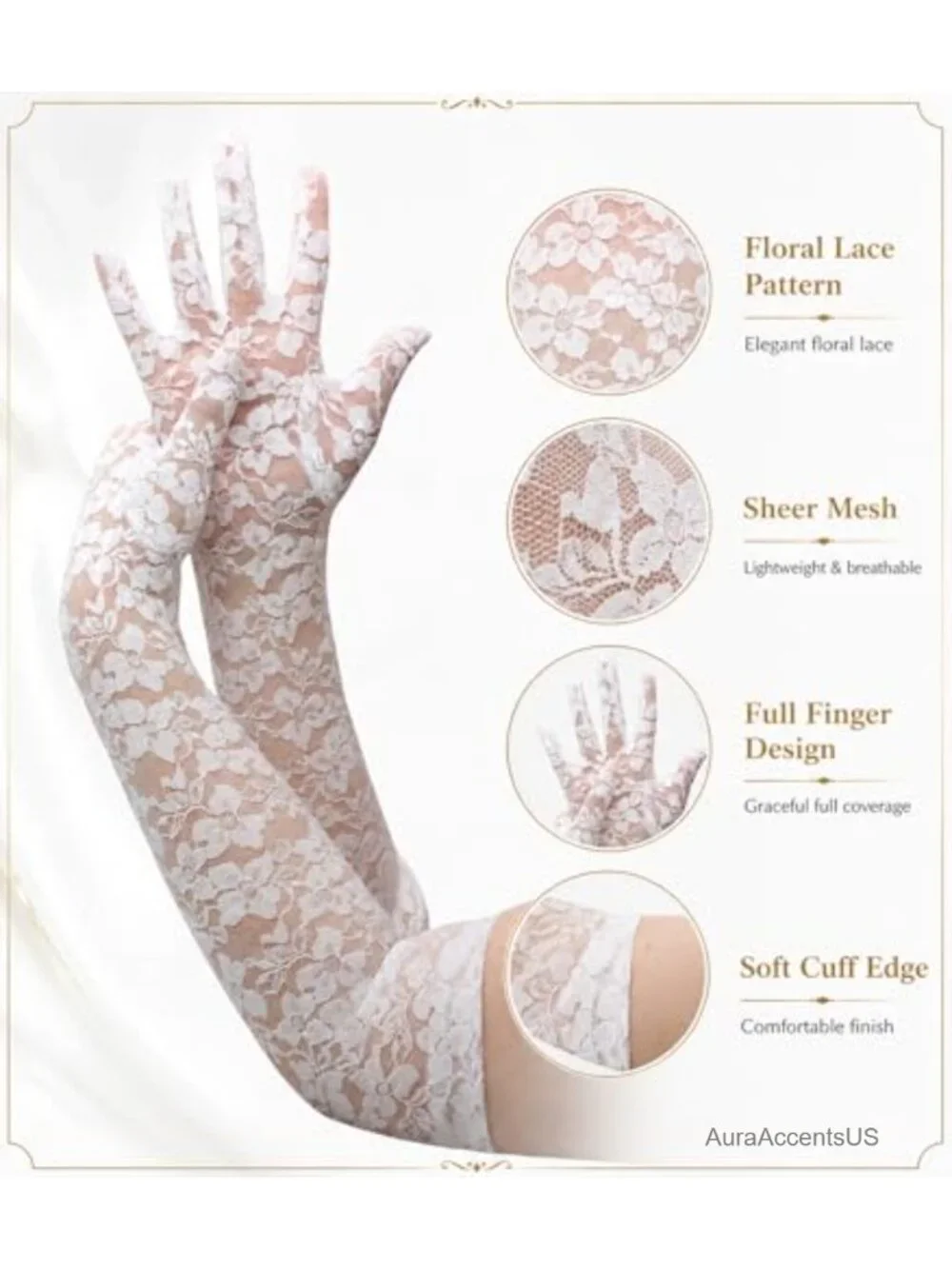 Women's Lace Opera Gloves Elbow Length Bridal Prom Long Gloves